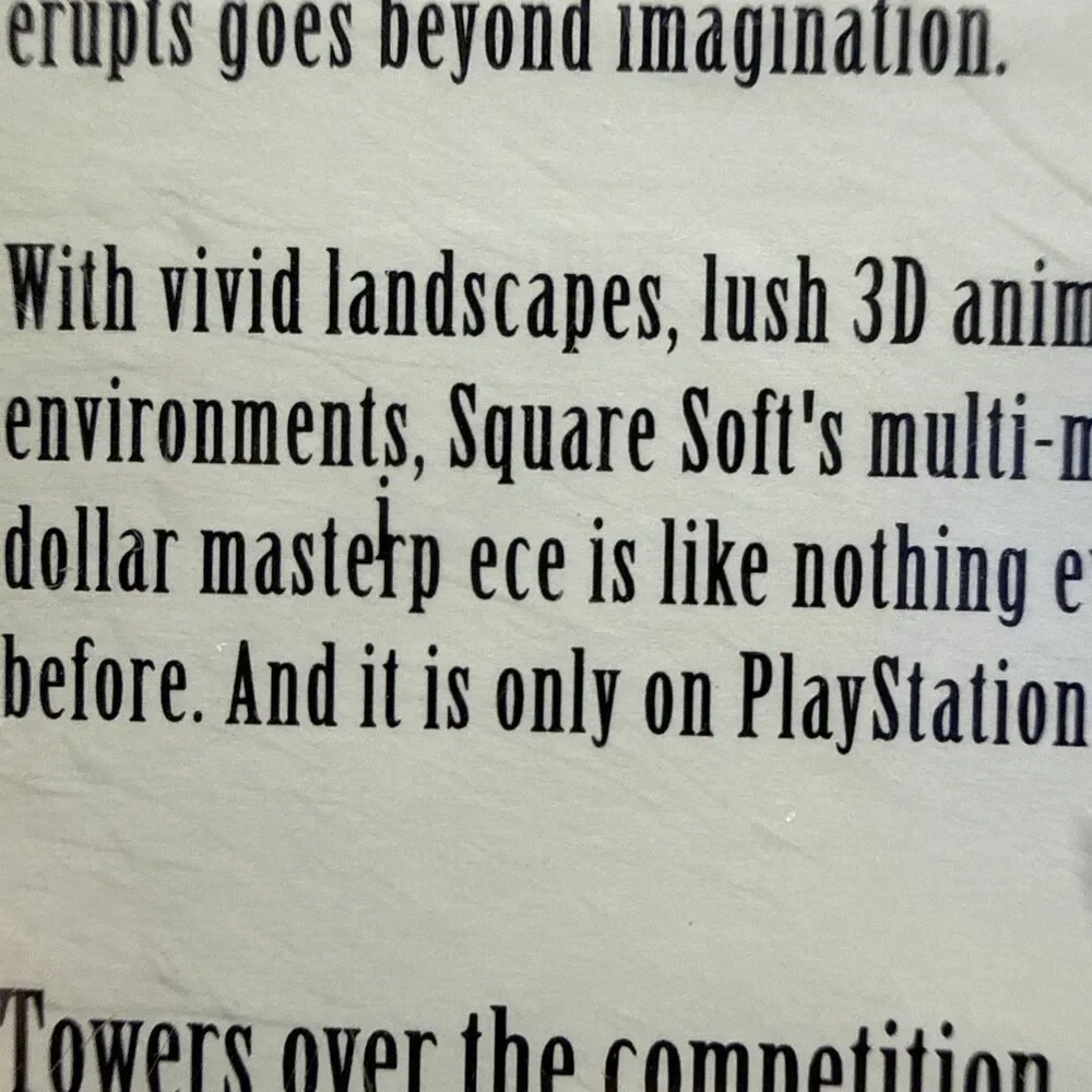 Final Fantasy VII PS1 PlayStation 1 Rare Misprint Back Cover